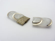 Load image into Gallery viewer, Art Deco Czechoslovakia Frosted White Glass &amp; Paste Belt Buckle