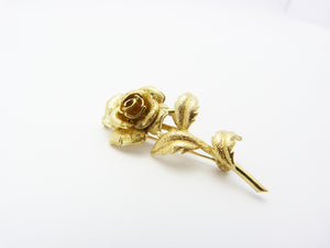 Vintage Gold Tone Rose Flower Brooch