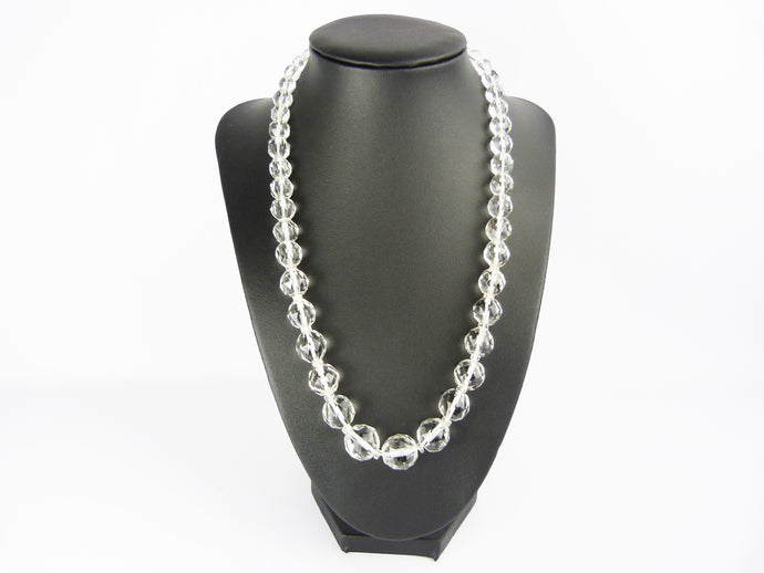 Vintage Art Deco Clear Glass Bead Necklace