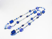Load image into Gallery viewer, Vintage Art Deco Style Long Blue Bead Flapper Necklace