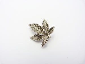 Vintage Marcasite Leaf Brooch