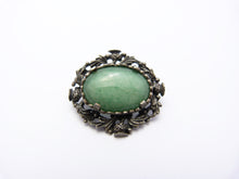 Load image into Gallery viewer, Vintage Scottish Green Glass Cabochon Thistle Brooch