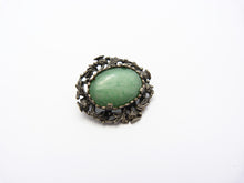 Load image into Gallery viewer, Vintage Scottish Green Glass Cabochon Thistle Brooch