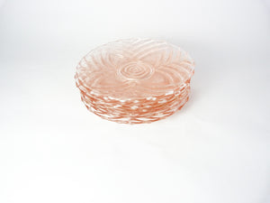 Vintage Pink Glass Plates - Set of 6 Side Plates - Belgium Pink Glass Plates