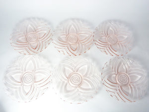 Vintage Pink Glass Plates - Set of 6 Side Plates - Belgium Pink Glass Plates