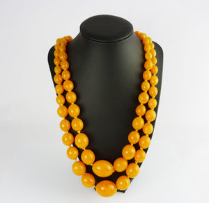 Vintage Double Strand Orange Bead Necklace