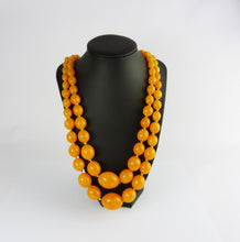 Load image into Gallery viewer, Vintage Double Strand Orange Bead Necklace