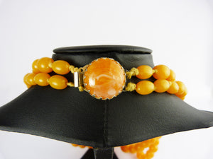 Vintage Double Strand Orange Bead Necklace