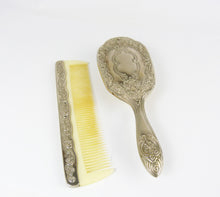 Load image into Gallery viewer, Vintage Silver Plated Brush &amp; Comb Vanity Set