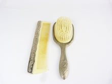 Load image into Gallery viewer, Vintage Silver Plated Brush &amp; Comb Vanity Set