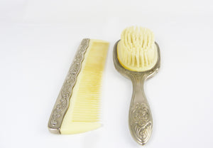 Vintage Silver Plated Brush & Comb Vanity Set