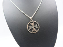 Load image into Gallery viewer, Vintage Silver Maltese Cross Pendant Necklace