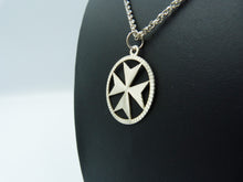 Load image into Gallery viewer, Vintage Silver Maltese Cross Pendant Necklace