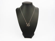Load image into Gallery viewer, Vintage Silver 925 &amp; Black Enamel Flower Pendant Necklace