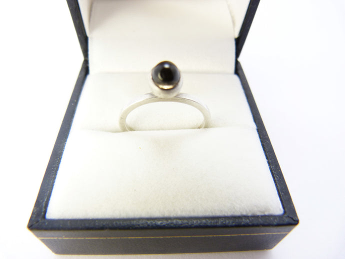 Silver & Smoky Quartz Ring Size L - Silver Modernist Ring