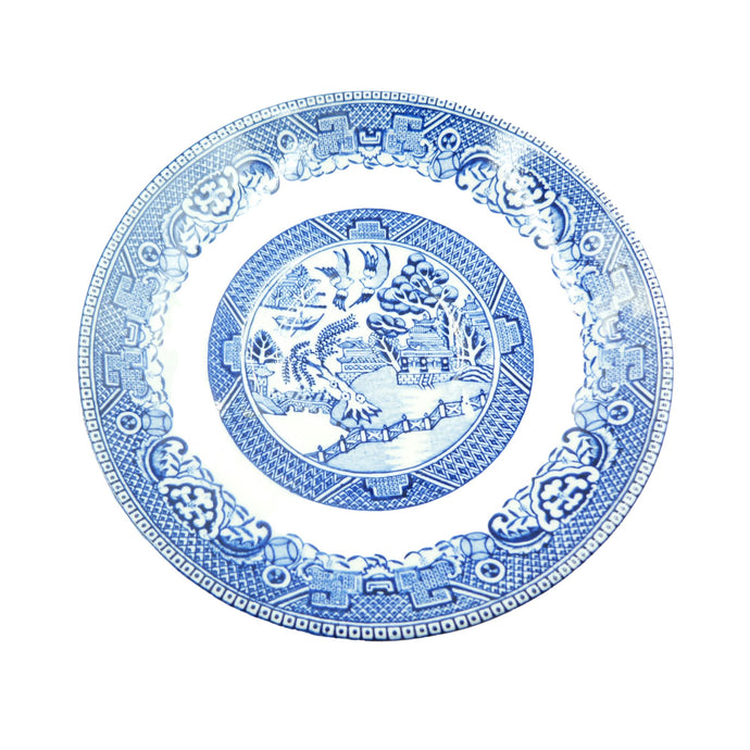 Vintage Blue & White Old Willow Saucer, English Ironstone, Staffordshire