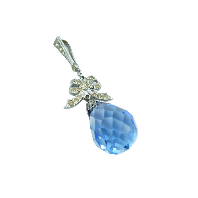 Vintage Blue Crystal Glass Stone Teardrop Pendant