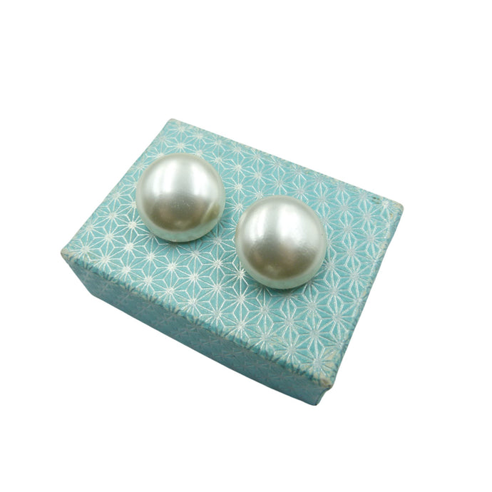 Vintage Faux Pearl Bead Clip On Earrings