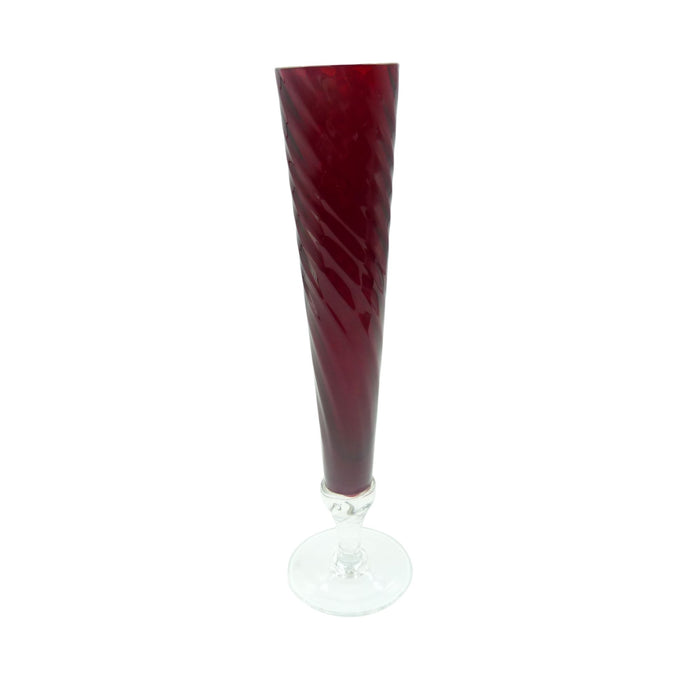 Vintage Ruby Red Glass Flower Vase