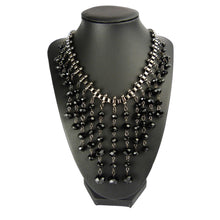 Load image into Gallery viewer, Vintage Black Glass Bead Bib Collar Necklace