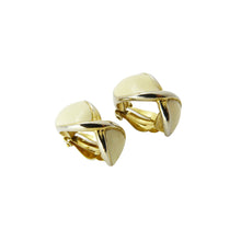 Load image into Gallery viewer, Vintage Gold Tone &amp; Cream Enamel Clip On Earrings