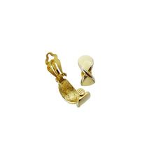 Load image into Gallery viewer, Vintage Gold Tone &amp; Cream Enamel Clip On Earrings