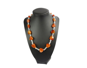 Art Deco Czech Orange Glass Necklace