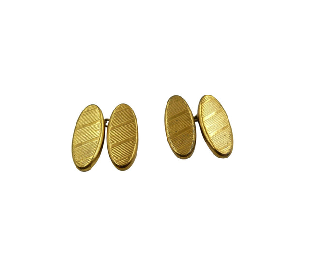 Vintage Art Deco Gold Tone Oval Cufflinks