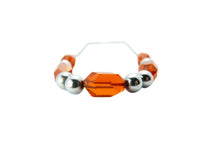 Load image into Gallery viewer, Art Deco Orange Glass Bead &amp; Chrome Necklace