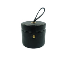 Load image into Gallery viewer, Vintage Black Leather Round Jewellery Box Case