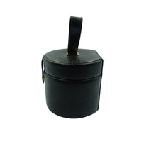 Load image into Gallery viewer, Vintage Black Leather Round Jewellery Box Case