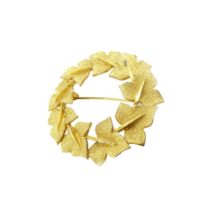 Load image into Gallery viewer, Vintage Brushed Gold Sphinx Wreath Brooch