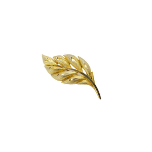 Vintage Brushed Gold Tone Leaf Brooch