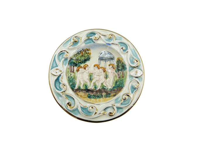 Vintage Capodimonte Porcelain Cherub Plate