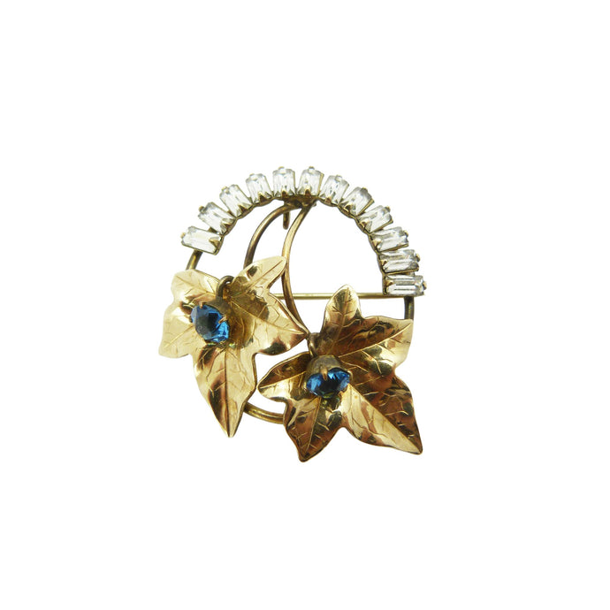 Vintage Carl Art Gold Filled Rhinestone Flower Brooch