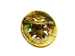 Celtic Gold & Multi-Coloured Agate Shield Brooch