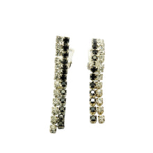 Load image into Gallery viewer, Vintage Clear &amp; Black Rhinestone Clip On Earrings