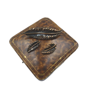 Vintage Copper Leaf Brooch & Earrings Set