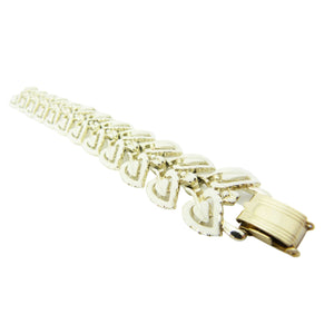 Vintage Jewelcraft White Enamel Leaf Bracelet