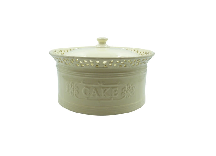 Vintage Cream Ceramic Cake Tin Box