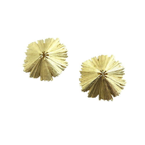 Vintage Crown Trifari Brushed Gold Clip On Earrings