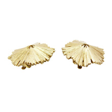 Load image into Gallery viewer, Vintage Crown Trifari Brushed Gold Clip On Earrings