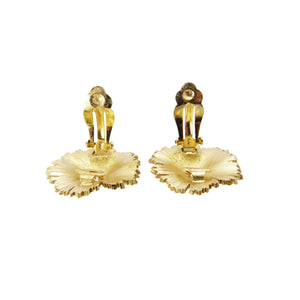 Vintage Crown Trifari Brushed Gold Clip On Earrings