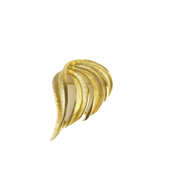 Vintage Crown Trifari Brushed Gold Leaf Brooch
