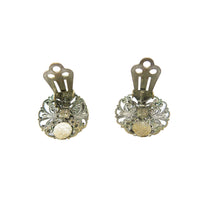 Load image into Gallery viewer, Vintage Czech Silver Filigree &amp; Clear Paste Clip On Earrings
