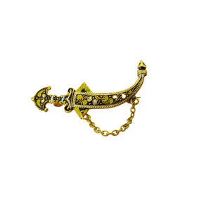 Vintage Damascene Middle Eastern Dagger Brooch