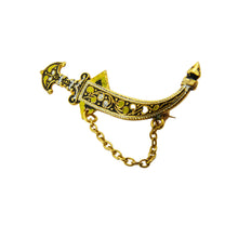 Load image into Gallery viewer, Vintage Damascene Middle Eastern Dagger Brooch
