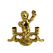 Load image into Gallery viewer, Vintage Gold Cherub Twin Taper Candlestick