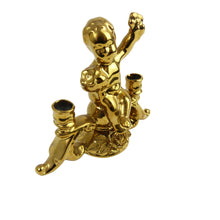 Load image into Gallery viewer, Vintage Gold Cherub Twin Taper Candlestick