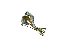 Load image into Gallery viewer, Vintage Gold &amp; Green Rhinestone Flower Brooch